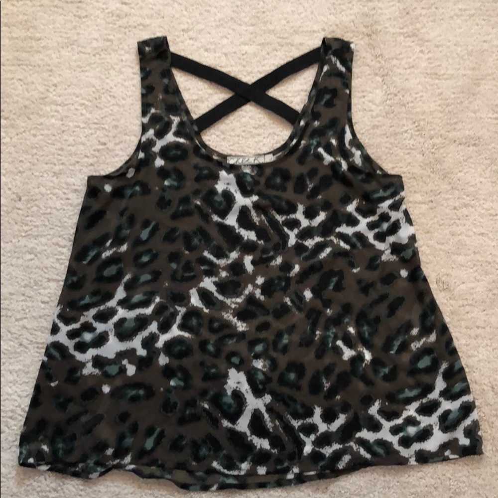 Chloe K sheer top with elastic crossback detail